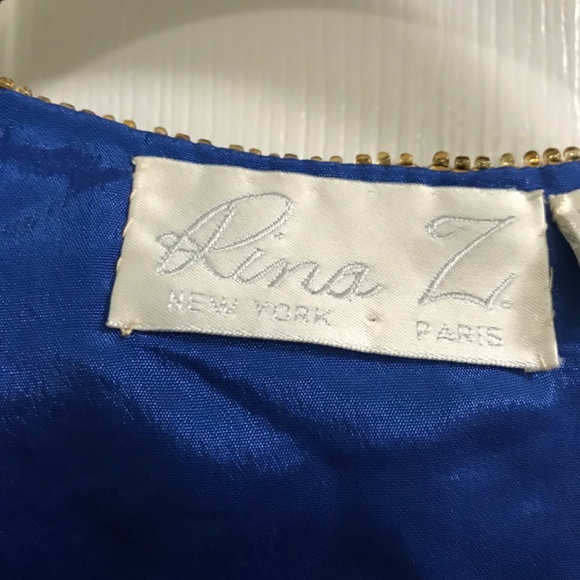 Rina Z Vintage Large, Gold/Blue Sequin Jacket/Blazer - Picture 6 of 6